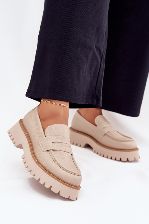 Mocassini da donna su piattaforma e scarpe flat Big Star NN274050 beige