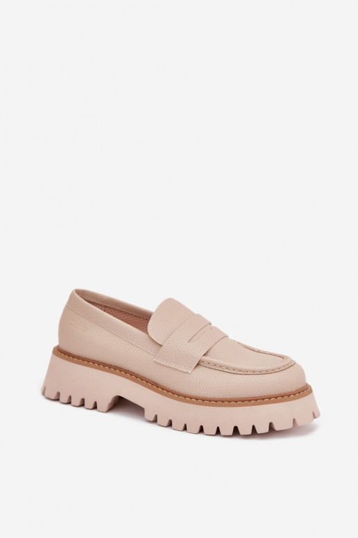 Mocassini da donna su piattaforma e scarpe flat Big Star NN274050 beige