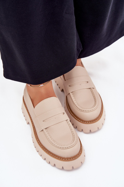 Mocassini da donna su piattaforma e scarpe flat Big Star NN274050 beige