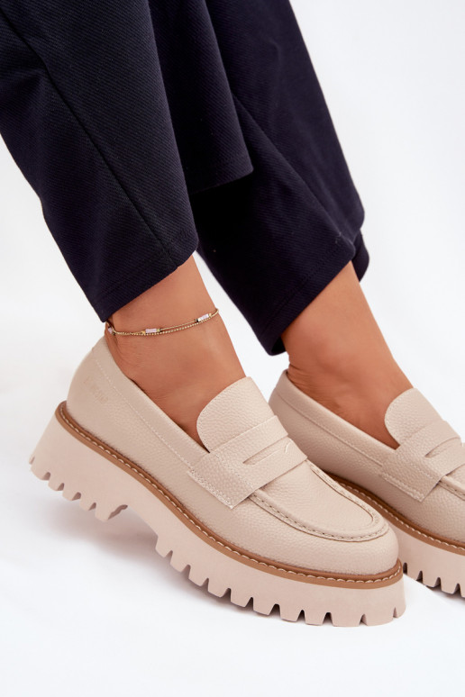 Mocassini da donna su piattaforma e scarpe flat Big Star NN274050 beige