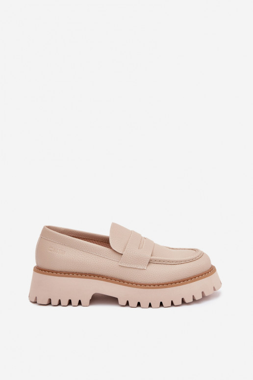 Mocassini da donna su piattaforma e scarpe flat Big Star NN274050 beige