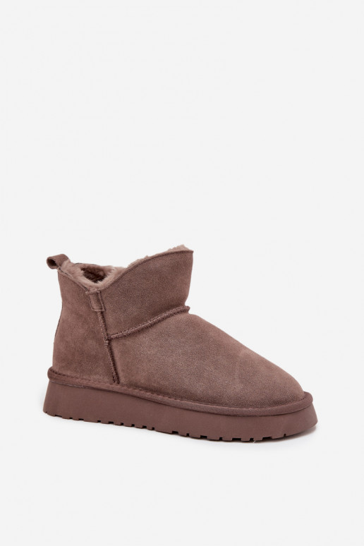 Stivali da neve isolati in suede con pelliccia all'interno Vinceza 97961 marroni