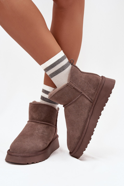 Stivali da neve isolati in suede con pelliccia all'interno Vinceza 97961 marroni