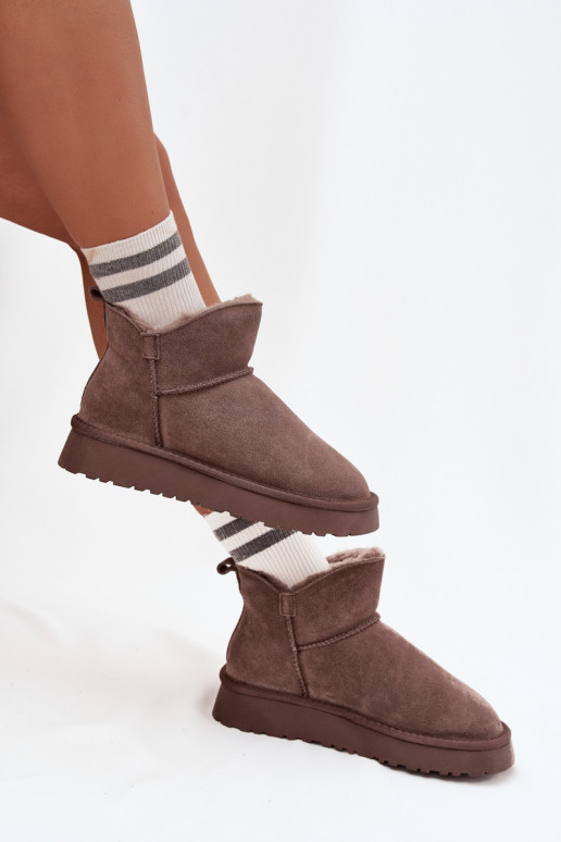Stivali da neve isolati in suede con pelliccia all'interno Vinceza 97961 marroni