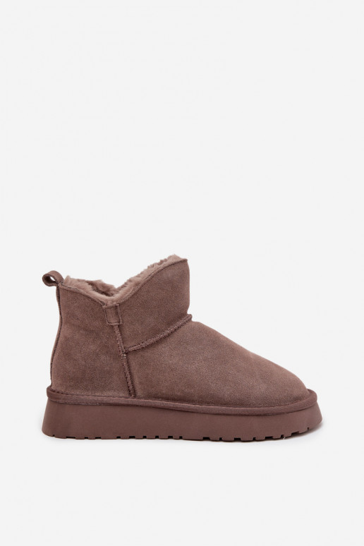 Stivali da neve isolati in suede con pelliccia all'interno Vinceza 97961 marroni