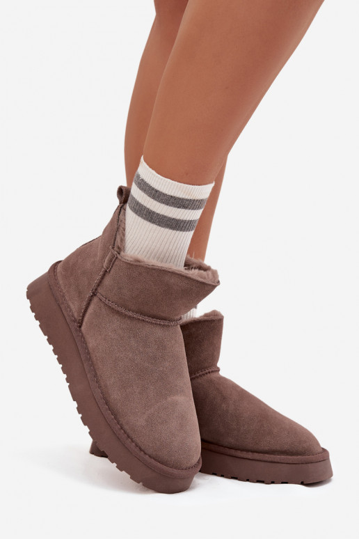 Stivali da neve isolati in suede con pelliccia all'interno Vinceza 97961 marroni