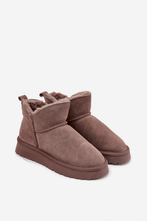 Stivali da neve isolati in suede con pelliccia all'interno Vinceza 97961 marroni