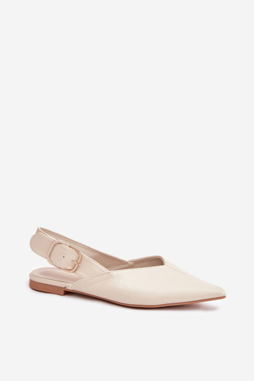 Ballerine color sabbia verniciate con fibbie Rinalle