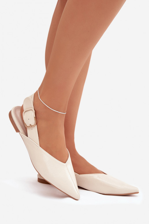Ballerine color sabbia verniciate con fibbie Rinalle