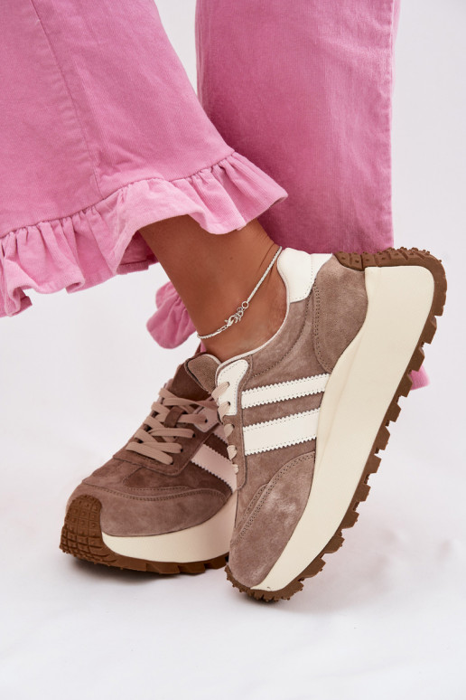 Sneakers color sabbia in suede sintetico con piattaforma D&A GR61-5986