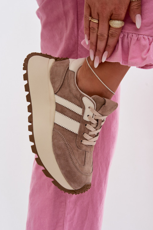 Sneakers color sabbia in suede sintetico con piattaforma D&A GR61-5986