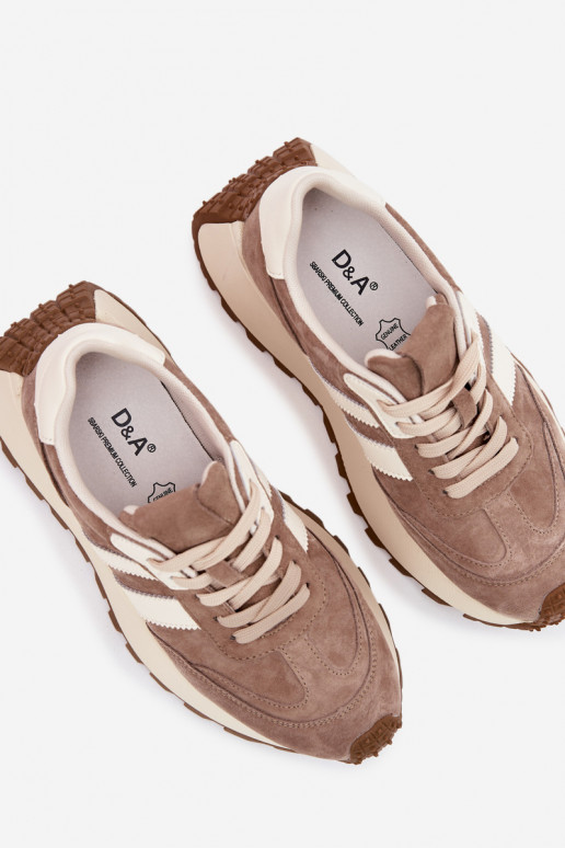 Sneakers color sabbia in suede sintetico con piattaforma D&A GR61-5986