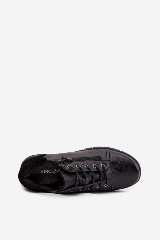 Scarpe con plateau in pelle da donna Vinceza 39964 nere
