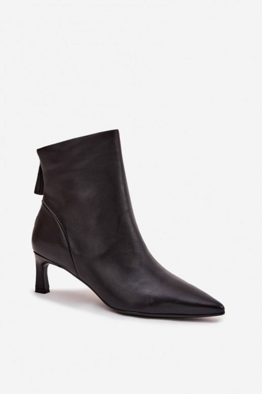Stivaletti in pelle naturale con tacco da donna D&A CR52-661 neri
