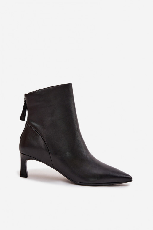 Stivaletti in pelle naturale con tacco da donna D&A CR52-661 neri