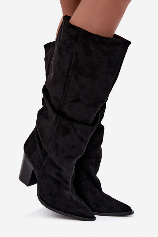 stivali alti slip-on con tacco neri Jensy