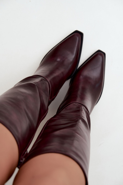 stivali alti da donna con tacco isolati color bordeaux Katelle