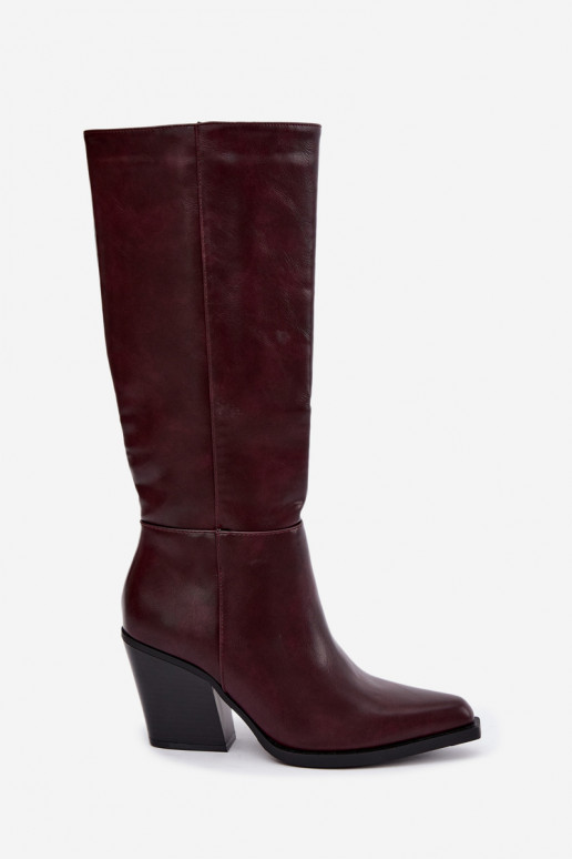 stivali alti da donna con tacco isolati color bordeaux Katelle