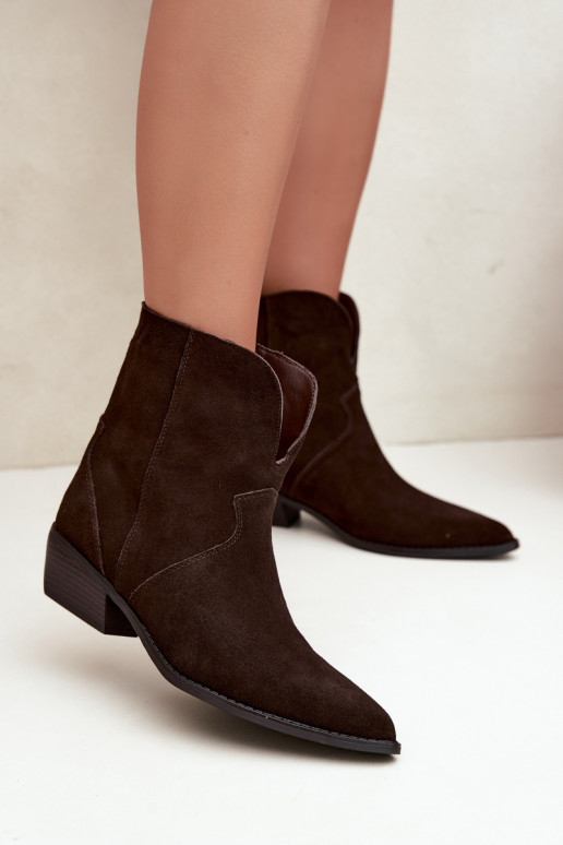 stivaletti in stile cowboy con tacco in suede cioccolato Norelle
