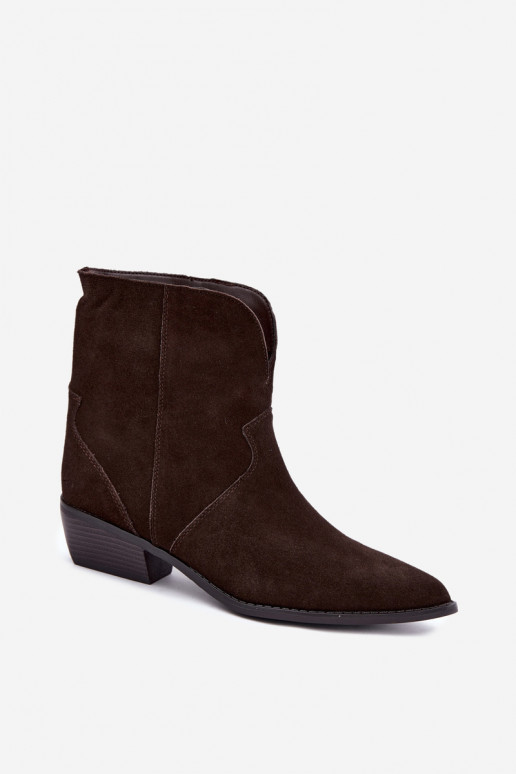 stivaletti in stile cowboy con tacco in suede cioccolato Norelle