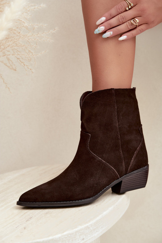 stivaletti in stile cowboy con tacco in suede cioccolato Norelle