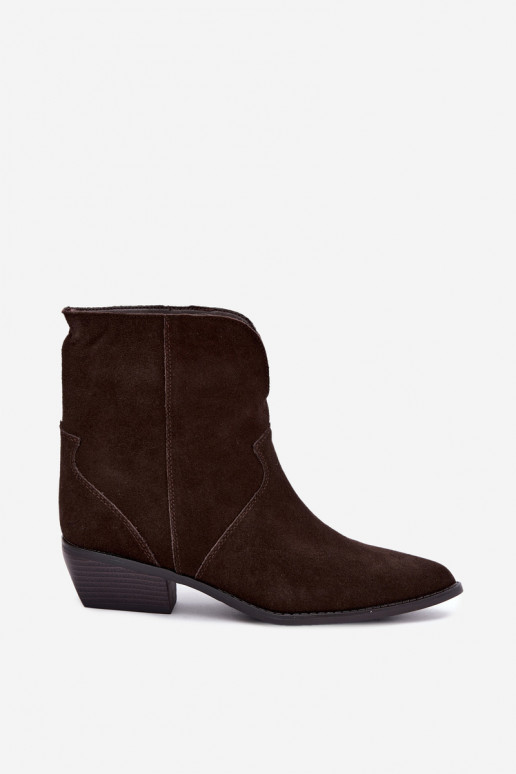 stivaletti in stile cowboy con tacco in suede cioccolato Norelle