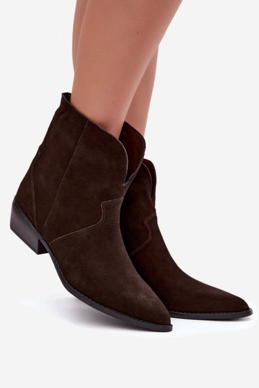 stivaletti in stile cowboy con tacco in suede cioccolato Norelle