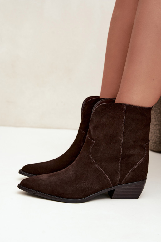 stivaletti in stile cowboy con tacco in suede cioccolato Norelle