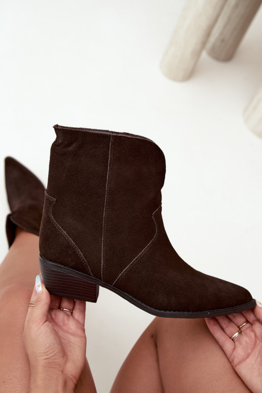 stivaletti in stile cowboy con tacco in suede cioccolato Norelle