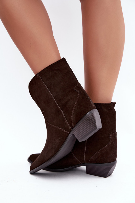stivaletti in stile cowboy con tacco in suede cioccolato Norelle