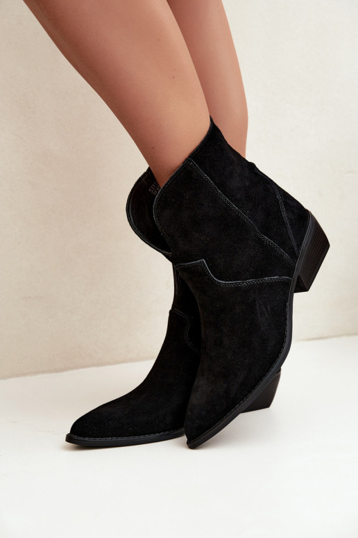 stivaletti in stile cowboy con tacco in suede nero Norelle