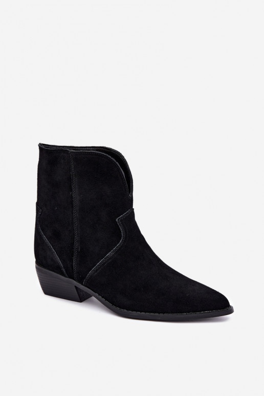 stivaletti in stile cowboy con tacco in suede nero Norelle