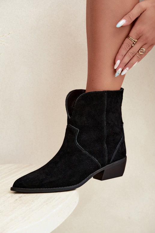 stivaletti in stile cowboy con tacco in suede nero Norelle