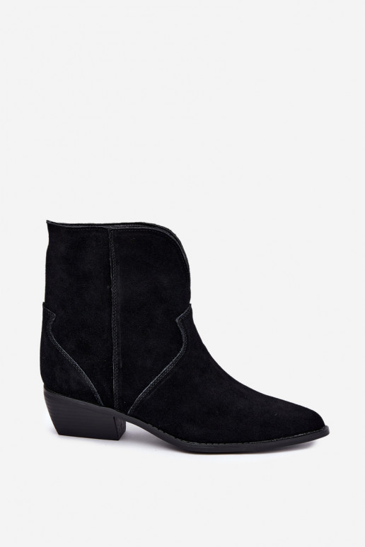 stivaletti in stile cowboy con tacco in suede nero Norelle