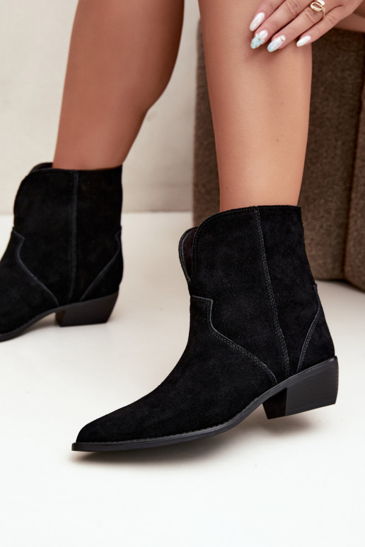 stivaletti in stile cowboy con tacco in suede nero Norelle