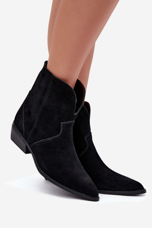 stivaletti in stile cowboy con tacco in suede nero Norelle