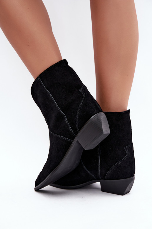 stivaletti in stile cowboy con tacco in suede nero Norelle