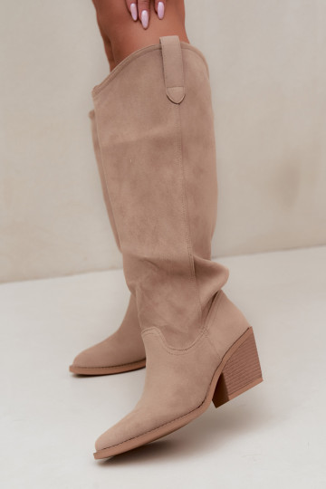 stivali alti slouchy slip-on color sabbia Sylvie 2