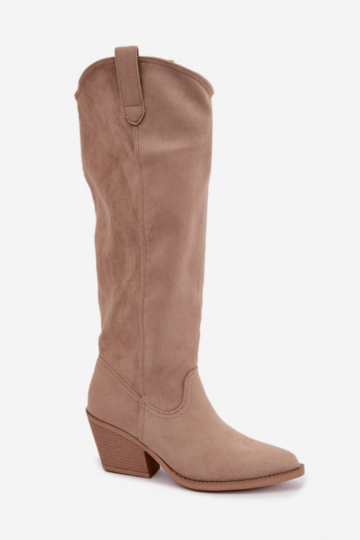 stivali alti slouchy slip-on color sabbia Sylvie