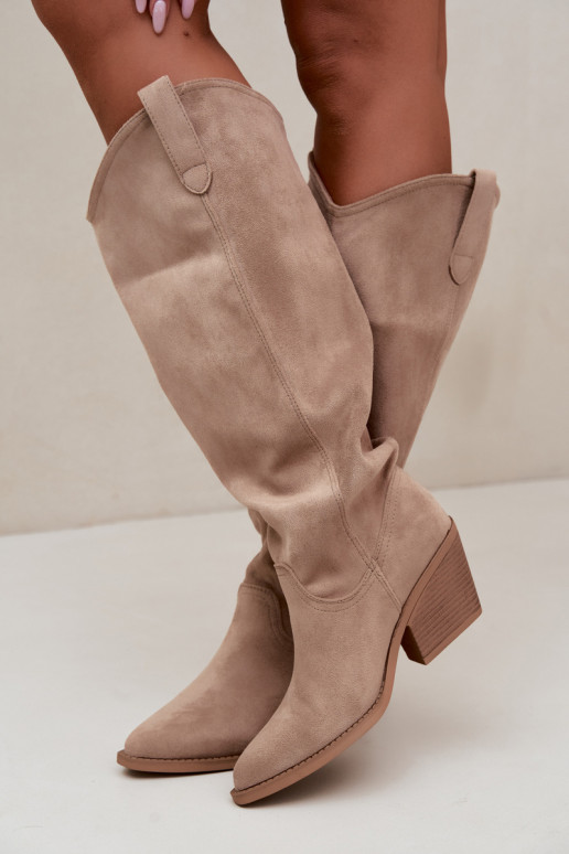 stivali alti slouchy slip-on color sabbia Sylvie