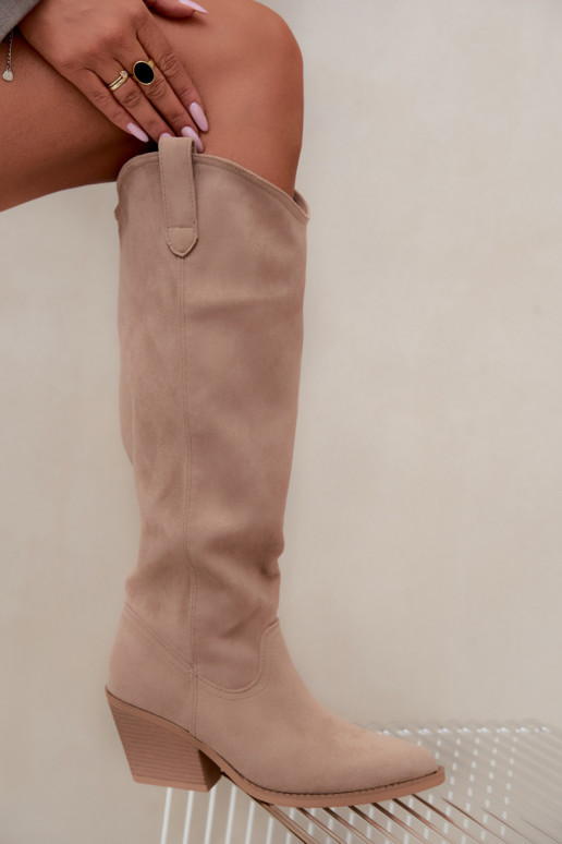 stivali alti slouchy slip-on color sabbia Sylvie