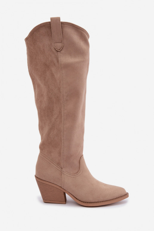 stivali alti slouchy slip-on color sabbia Sylvie