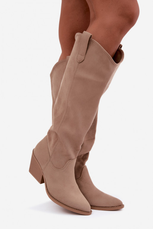 stivali alti slouchy slip-on color sabbia Sylvie