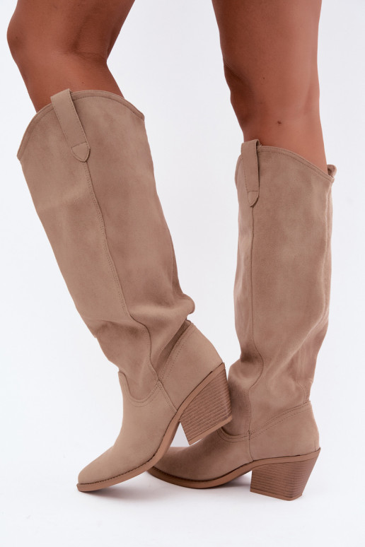 stivali alti slouchy slip-on color sabbia Sylvie