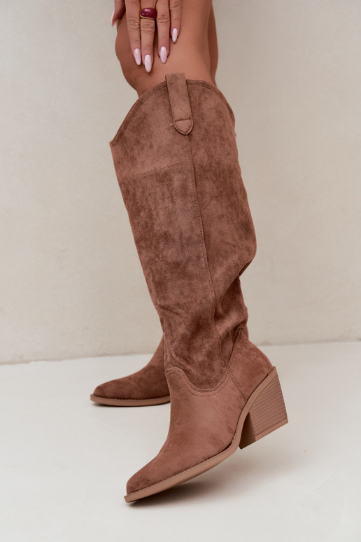 stivali alti slouchy slip-on color marrone Sylvie