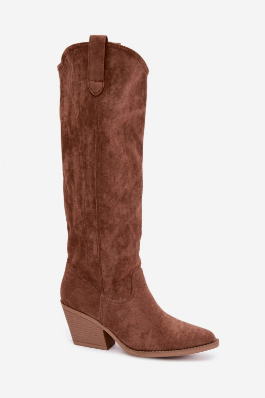 stivali alti slouchy slip-on color marrone Sylvie