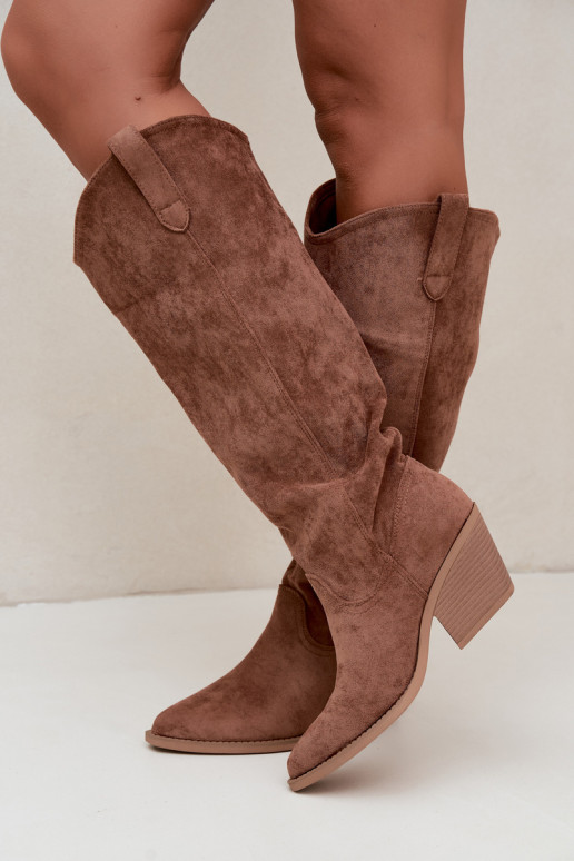 stivali alti slouchy slip-on color marrone Sylvie