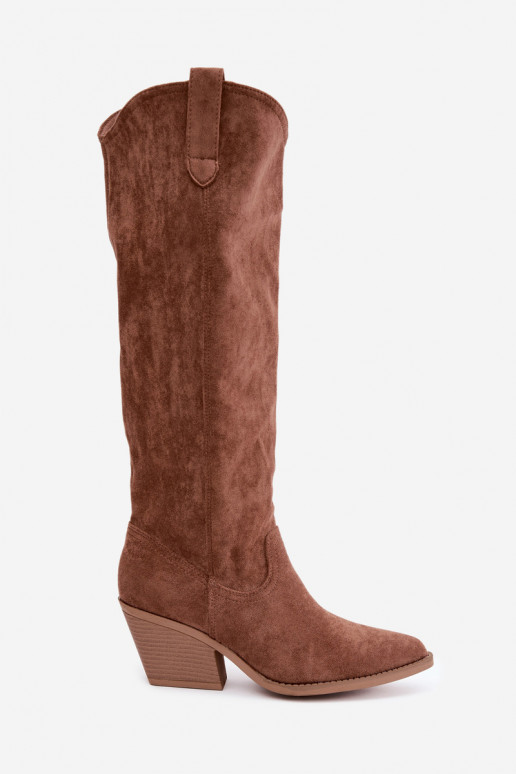 stivali alti slouchy slip-on color marrone Sylvie