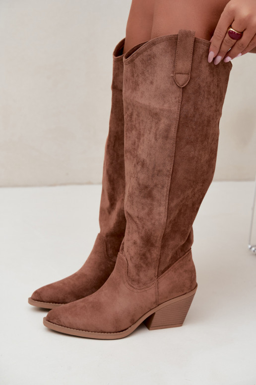 stivali alti slouchy slip-on color marrone Sylvie