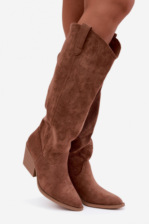 stivali alti slouchy slip-on color marrone Sylvie